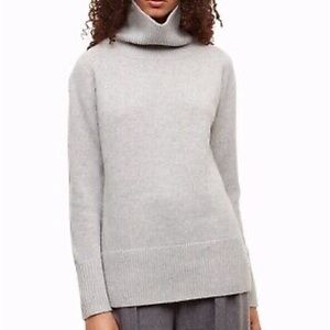 Babaton Heather Grey Turtleneck Cashmere Wool Sweater